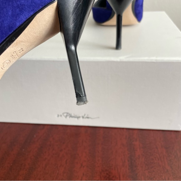 3.1 Philip Lim Blue Suede Leather Iris D’Orsay Heels - Picture 4 of 9